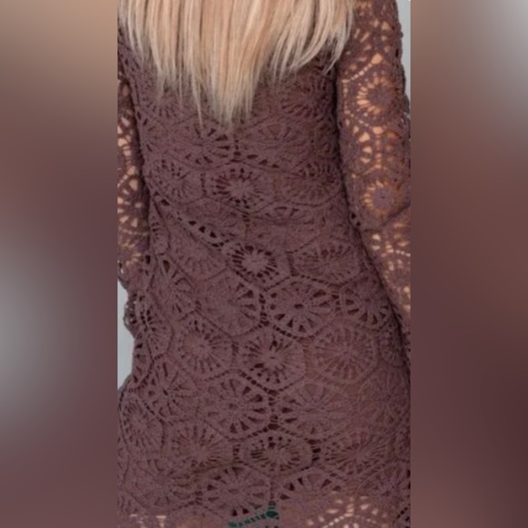 Brown Crochet Collared Dress - Picture 8 of 8